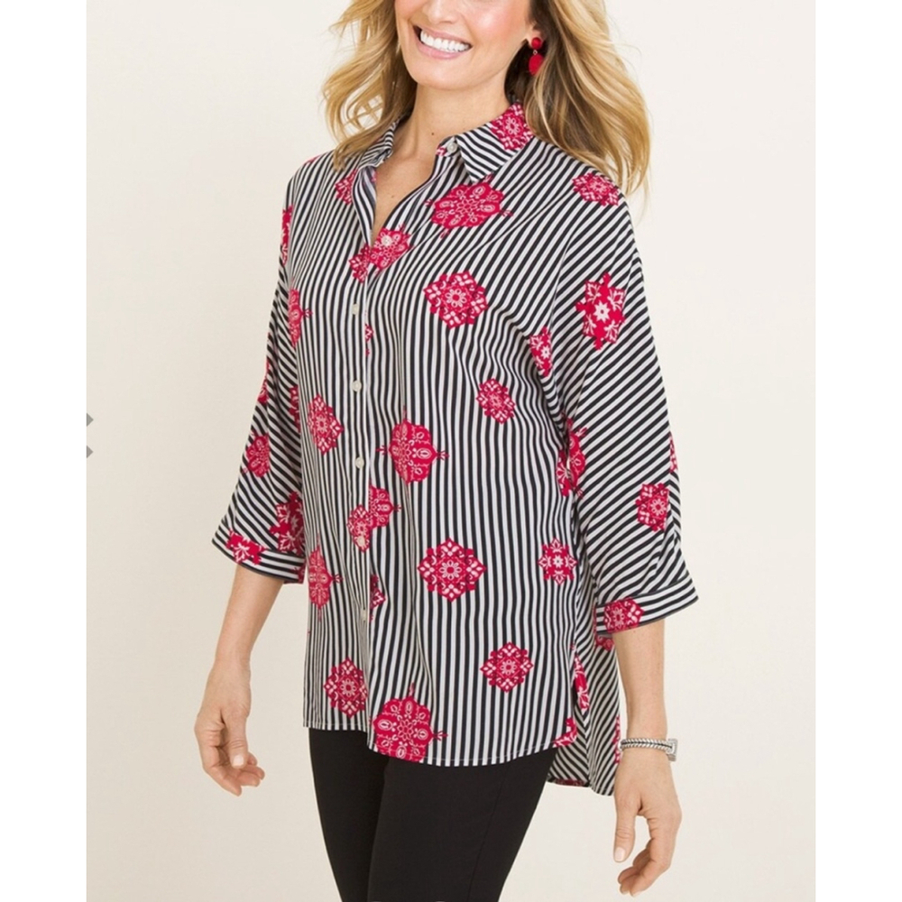 Chico’s Medallion Striped Tunic Top